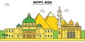 Egypt, Giza outline city skyline, linear illustration, banner, travel landmark, buildings silhouette,vector