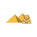 Egypt Great Pyramids and Sphinx statue, signs of traditional Egyptian culture cartoon vector Illustration