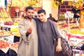 Egypt, Hurghada, 27 may 2019, sellers at fruit and vegetable bazaar with buyers and sellers