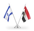 Egypt and Israel table flags isolated on white 3D rendering Royalty Free Stock Photo