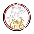 Egypt logo, handwritten lettering, camel rider symbol of the country Royalty Free Stock Photo