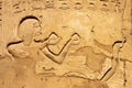 EGYPT, LUXOR - MARCH 01, 2019: ancient Egyptian hieroglyphs, drawings and inscriptions on the walls and columns in the temple of