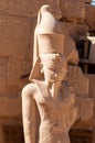 EGYPT, LUXOR - MARCH 01, 2019: ancient sandstone statues, Karnak Temple, Hall of caryatids. Luxor, Egypt Royalty Free Stock Photo