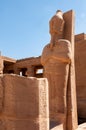 EGYPT, LUXOR - MARCH 01, 2019: ancient sandstone statues, Karnak Temple, Hall of caryatids. Luxor, Egypt