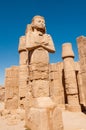 EGYPT, LUXOR - MARCH 01, 2019: ancient sandstone statues, Karnak Temple, Hall of caryatids. Luxor, Egypt