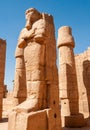 EGYPT, LUXOR - MARCH 01, 2019: ancient sandstone statues, Karnak Temple, Hall of caryatids. Luxor, Egypt Royalty Free Stock Photo