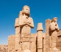 EGYPT, LUXOR - MARCH 01, 2019: ancient sandstone statues, Karnak Temple, Hall of caryatids. Luxor, Egypt Royalty Free Stock Photo