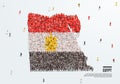 Egypt Map and Flag. A large group of people in the Egyptian flag color form to create the map. Royalty Free Stock Photo