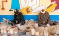 EGYPT, MARSA ALAM - MARCH 01, 2019: imitation of the production of alabaster vases near a tourist shop, Egypt