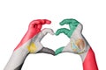 Egypt Mexico Heart, Hand gesture making heart