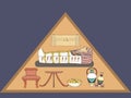 Egypt mummy in the tomb pyramid vector cartoon
