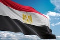 Egypt national flag waving blue sky background realistic 3d illustration Royalty Free Stock Photo