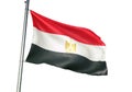 Egypt national flag waving isolated on white background realistic 3d illustration Royalty Free Stock Photo