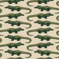 Ancient Egyptian themed vector seamless pattern with crocodiles