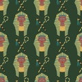 Pattern with Ancient Egyptian queens and sceptres