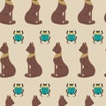 Ancient Egyptian themed pattern with cats and scarabs