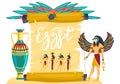 Egypt people, egypt pharaoh culture, ancient history banner, pyramid africa symbol, design, cartoon style vector Royalty Free Stock Photo