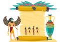 Egypt people, egypt pharaoh culture paper, ancient history banner, pyramid africa symbol, design, cartoon style vector