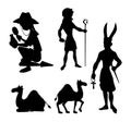 Egypt people isolated silhouettes Royalty Free Stock Photo