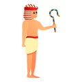 Egypt pharaoh servant icon, cartoon style