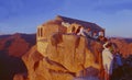 Egypt: Pilgrims at sunrise on top of Mount Moses in the Sinai desert