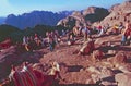 Egypt: Pilgrims and tourists at sunrise on their way to the top of Mount Moses