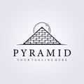 egypt pyramid ancient landmark line art logo vector illustration design