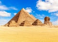 The Egypt Pyramid Complex and the Great Sphinx in the Giza necropolis Royalty Free Stock Photo