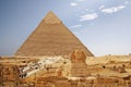 Egypt pyramid and sphinx Royalty Free Stock Photo