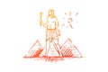 Egypt, pyramid, sphinx, ancient, desert concept. Hand drawn isolated vector. Royalty Free Stock Photo