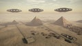 Egypt pyramids with UFOs Royalty Free Stock Photo