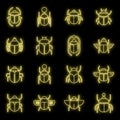 Egypt Scarab beetle icons set vector neon Royalty Free Stock Photo