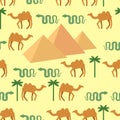Egypt. Seamless pattern Characters of Egypt: pyramids and camels