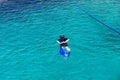 Egypt, Sharm el Sheikh - July 23, 2021. A man swims with a mask in the red sea. Tiran island Jackson reef Royalty Free Stock Photo