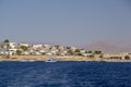 Egypt Sharm el Sheikh - July 23, 2021. Panorama from the sea. View of the city Royalty Free Stock Photo