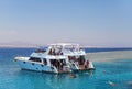Egypt, Sharm el Sheikh - July 23, 2021. A white ship, people are snorkeling in the red sea. Tiran island Royalty Free Stock Photo