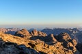 Egypt, Sinai, Mount Moses. View from road on which pilgrims climb the mountain of Moses and dawn Royalty Free Stock Photo