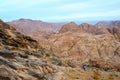 Egypt, Sinai Mountains. People go down from the top of Mount Mos