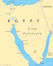 Egypt, Sinai Peninsula political map