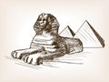 Egypt sphinx pyramid sketch vector illustration