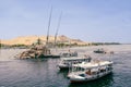 Egypt Summer Travel Riverside Tranquility: Small Boats by Luxor's Nile Banks