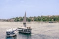 Egypt Summer Travel Riverside Tranquility: Small Boats by Luxor's Nile Banks