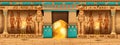 Egypt Temple Background, Vector Game Pyramid Stone Wall, Ancient Pharaoh Tomb Interior, God Outline.