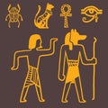 Egypt travel history sybols hand drawn design traditional hieroglyph vector illustration style.