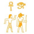 Egypt travel history sybols hand drawn design traditional hieroglyph vector illustration style.