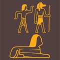 Egypt travel history sybols hand drawn design traditional hieroglyph vector illustration style.