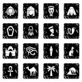 Egypt travel icons set grunge vector Royalty Free Stock Photo