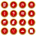 Egypt travel items icon red circle set Royalty Free Stock Photo
