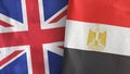 Egypt and United Kingdom two flags textile cloth 3D rendering