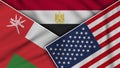 Egypt United States of America Oman Flags Together Fabric Texture Illustration